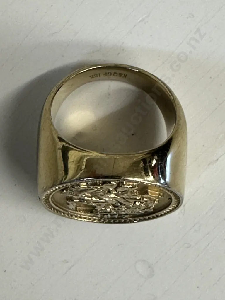 1817 Gold Sovereign Signet Ring Inscribed K&Q GF 18k 32gm Image 1++